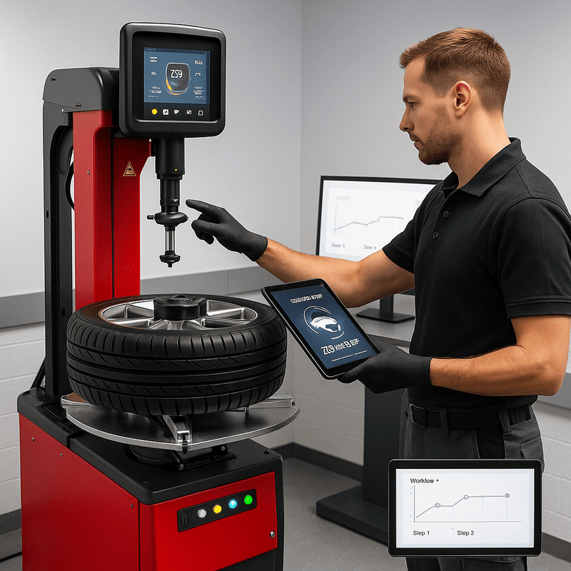 Digitale Reifenmontiermaschine – steuerbar per App oder Display
