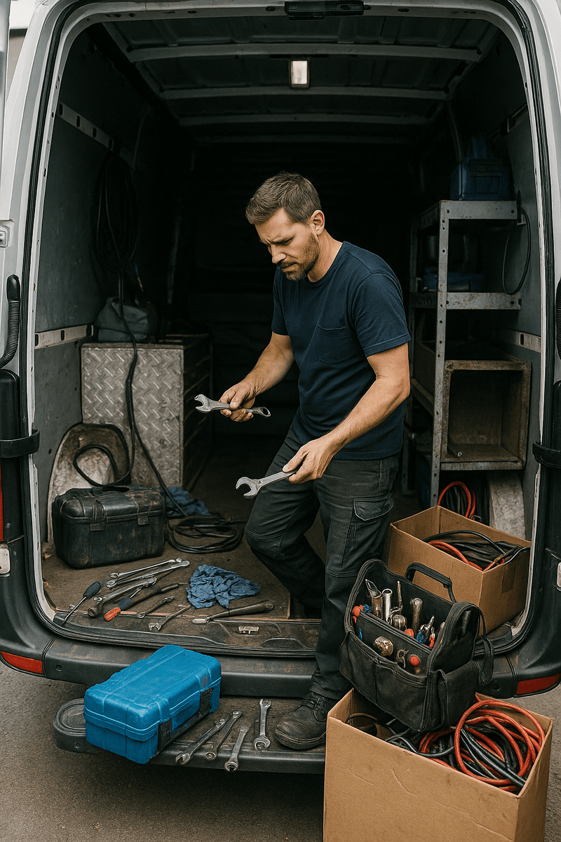 Ordnungssystem für enge mobile Werkstatt