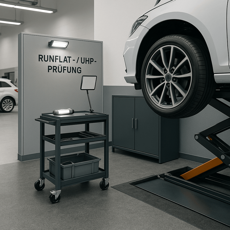Szenario: Runflat-Reifen auf Bühne prüfen - sicher & sichtbar
