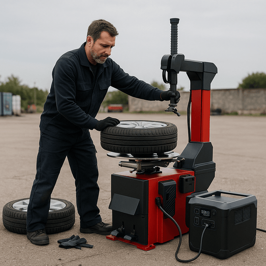 Reifenmontiermaschine mit Akku oder Strommodul – autark & mobil
