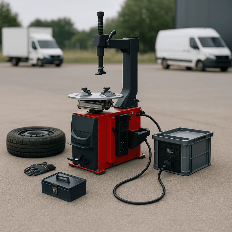 Szenario: Reifenmontiermaschine mit Akku oder Strommodul – autark & mobil