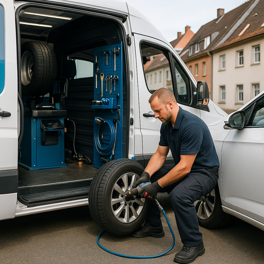 Reifenwechsel im Transporter